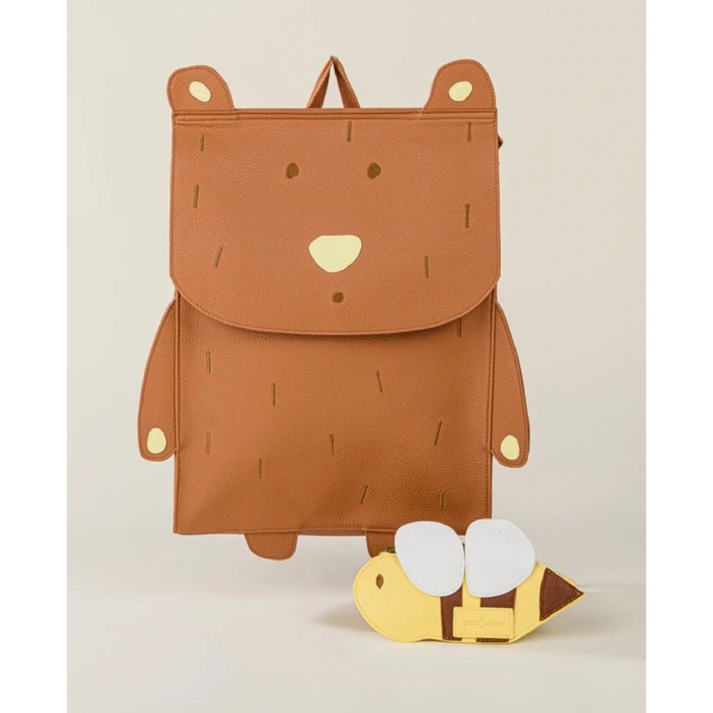 Vegan Leather Bear Backpack & Pouch